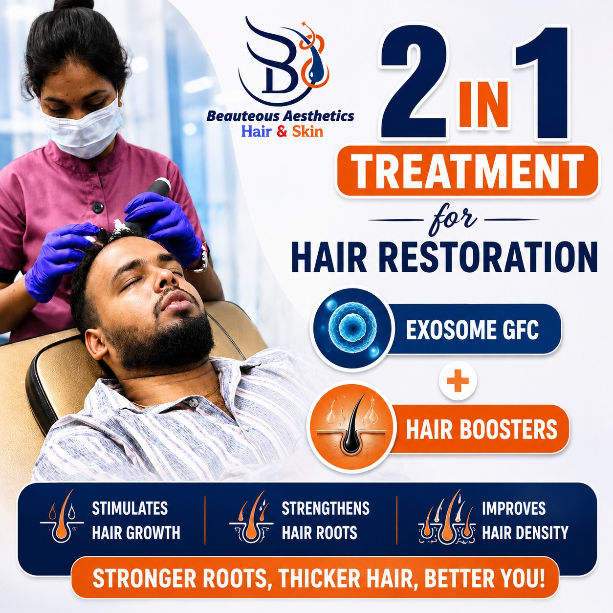 2-in-1 Hair Restoration Treatment: Exosome GFC + Hair Boosters (Combo Offer @ ₹3,999)