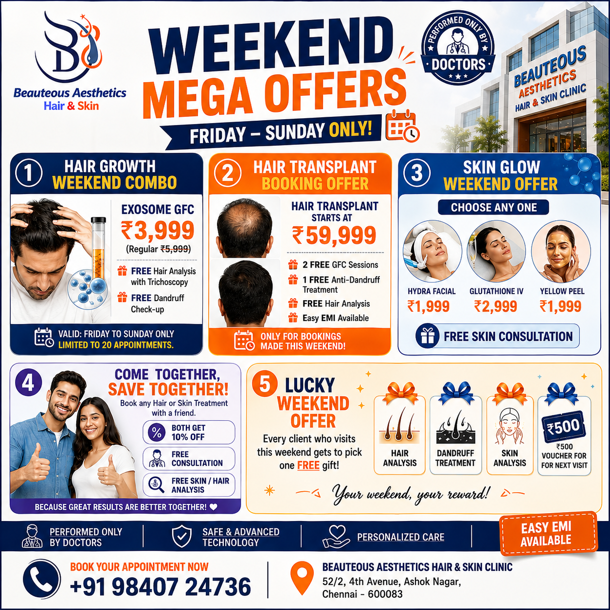 Weekend Mega Offers at Beautious Aesthetics Hair & Skin Clinic – Transform Your Hair & Skin This Weekend!